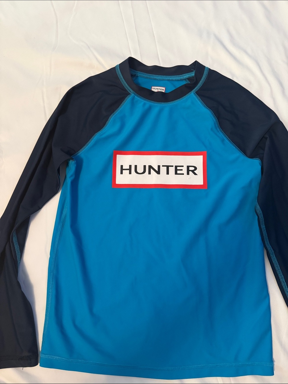 Boy Hunter for Target Bright Turquoise and Navy Long Sleeve Swim Top Medium
